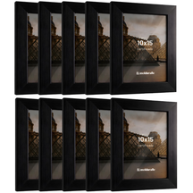 Porta-Retrato 10x15 cm em Madeira com Vidro - Preto - 10 Unidades
