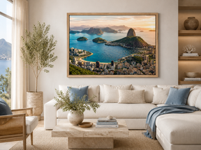 Quadro Decorativo Baía de Guanabara e Pão de Açúcar Vista Aérea