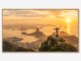Quadro Decorativo Cristo Redentor e Rio de Janeiro ao Pôr-do-Sol Aéreo