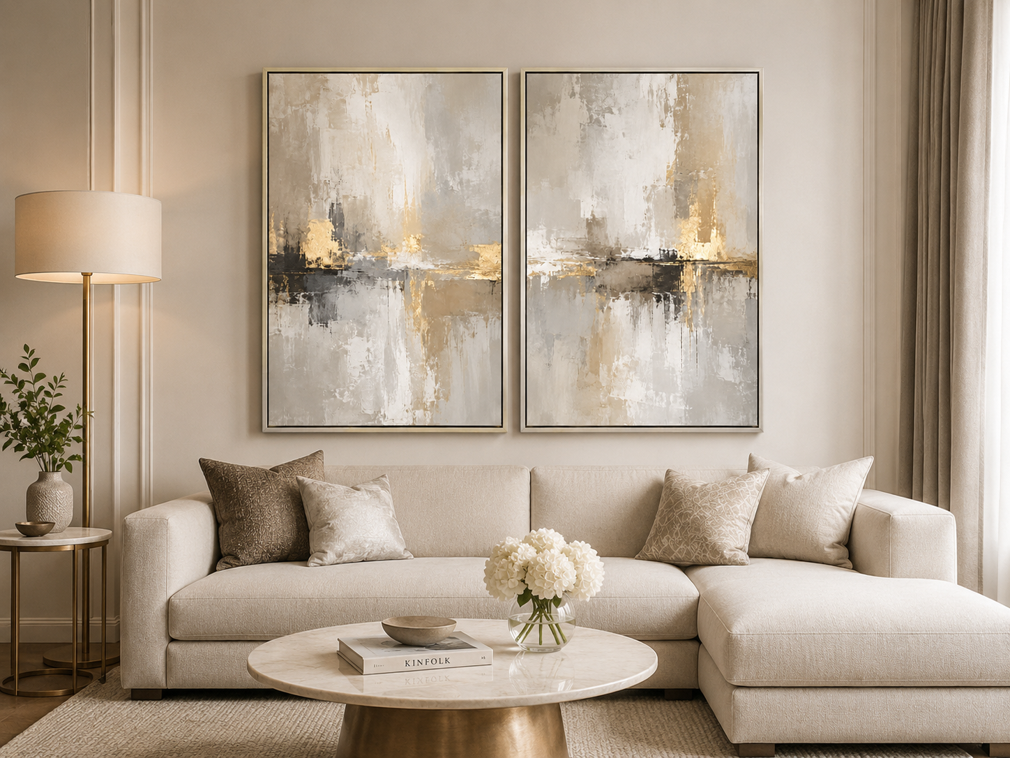 Quadro Abstrato Folhagem Tropical Moderna