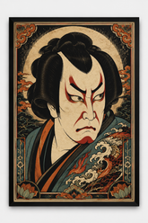 Quadro Decorativo Ator de Teatro Kabuki Estilo Ukiyo-e Clássico