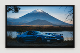 Quadro Decorativo Nissan GT-R R34 Azul em frente ao Monte Fuji