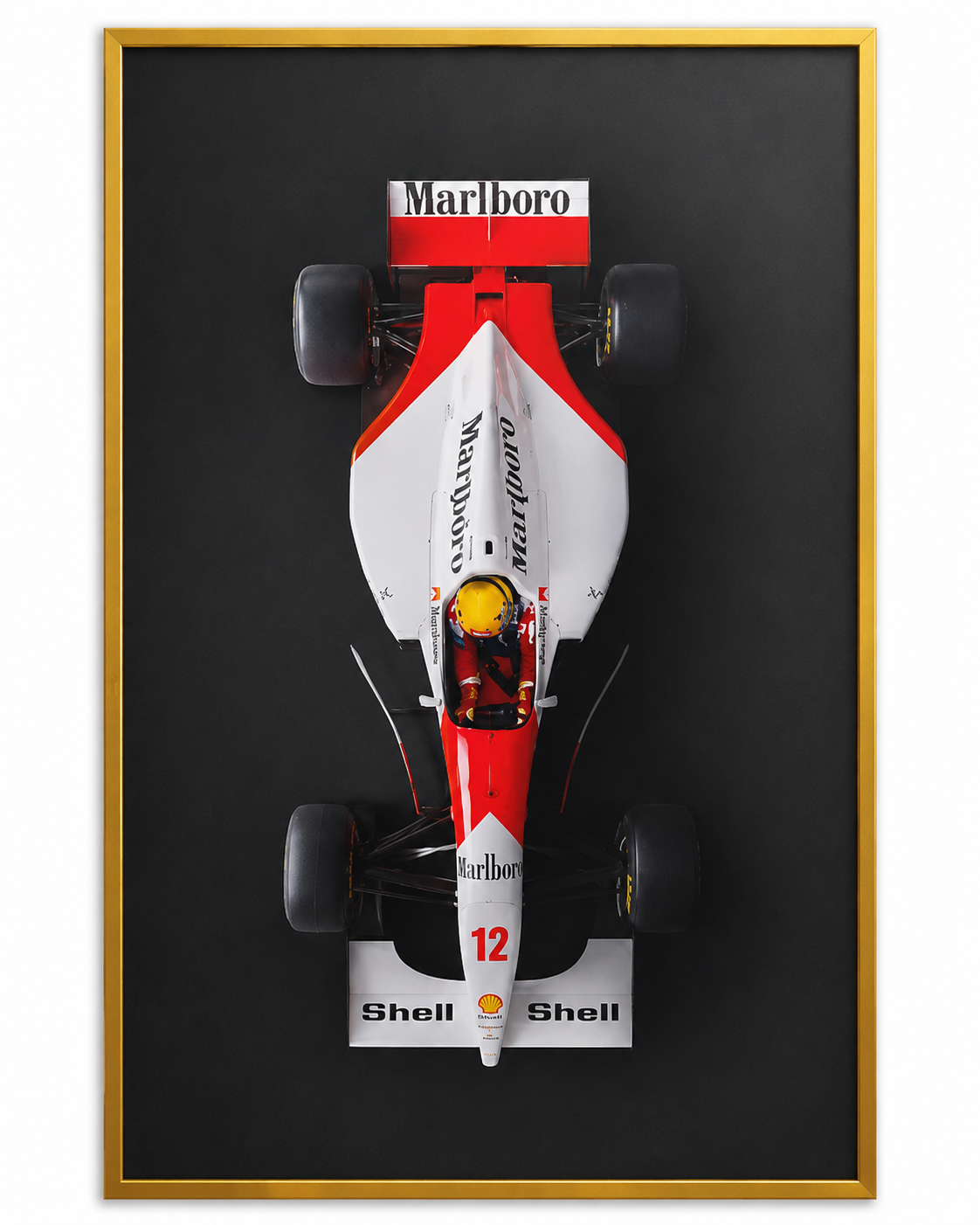 Quadro F1 McLaren Senna Vermelho e Branco