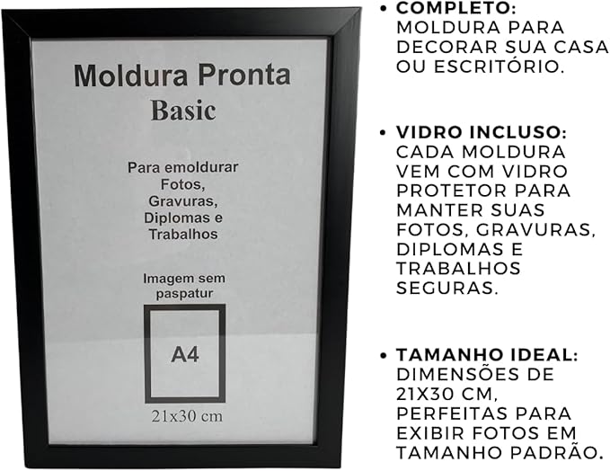 Porta Retrato 21x30 - Moldura Com Vidro e Madeira