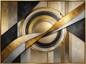 Kit Quadro Decorativo Abstrato Círculos Art Déco Preto e Dourado - Conjunto 3 Peças