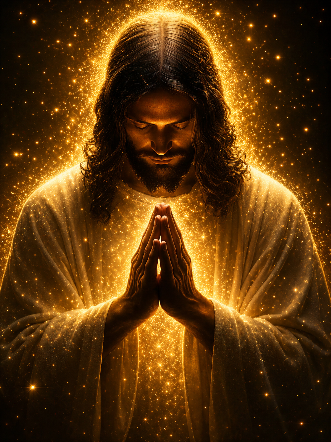 Quadro Decorativo Jesus Cristo e o Leão Retrato Lado a Lado Luz Dourada