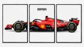 Kit Quadro Decorativo Ferrari F1 SF-16-H Vista Lateral - Conjunto 3 Peças