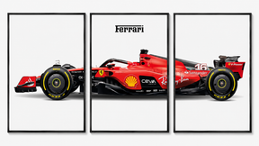Kit Quadro Decorativo Ferrari F1 SF-16-H Vista Lateral - Conjunto 3 Peças
