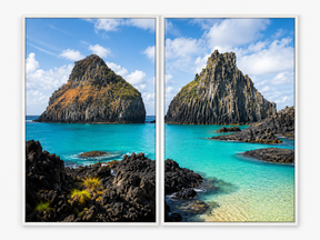 Kit Quadro Decorativo Fernando de Noronha Morro Dois Irmãos Dupla