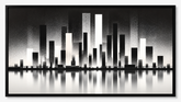 Quadro Decorativo Skyline Abstrata Urbana em Preto e Branco com Reflexo