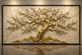 Quadro Árvore da Vida Folhas de Ouro