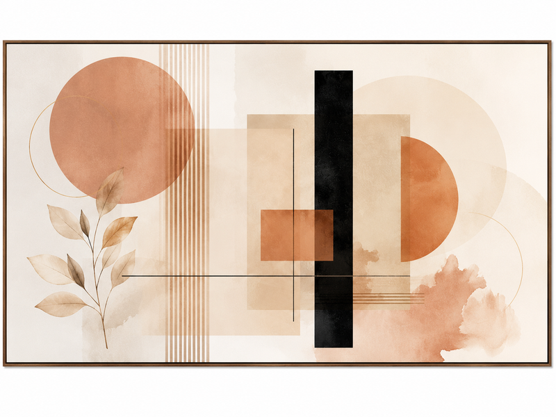 Quadro Decorativo Abstrato Boho Orgânico Terracota e Bege