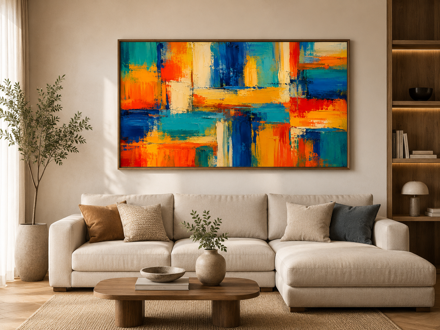 Quadro Decorativo Abstrato Blocos de Cor Expressionismo Contemporâneo