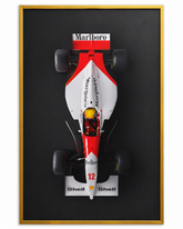 Quadro Decorativo McLaren MP4/4 Senna Vista Aérea com Moldura Dourada