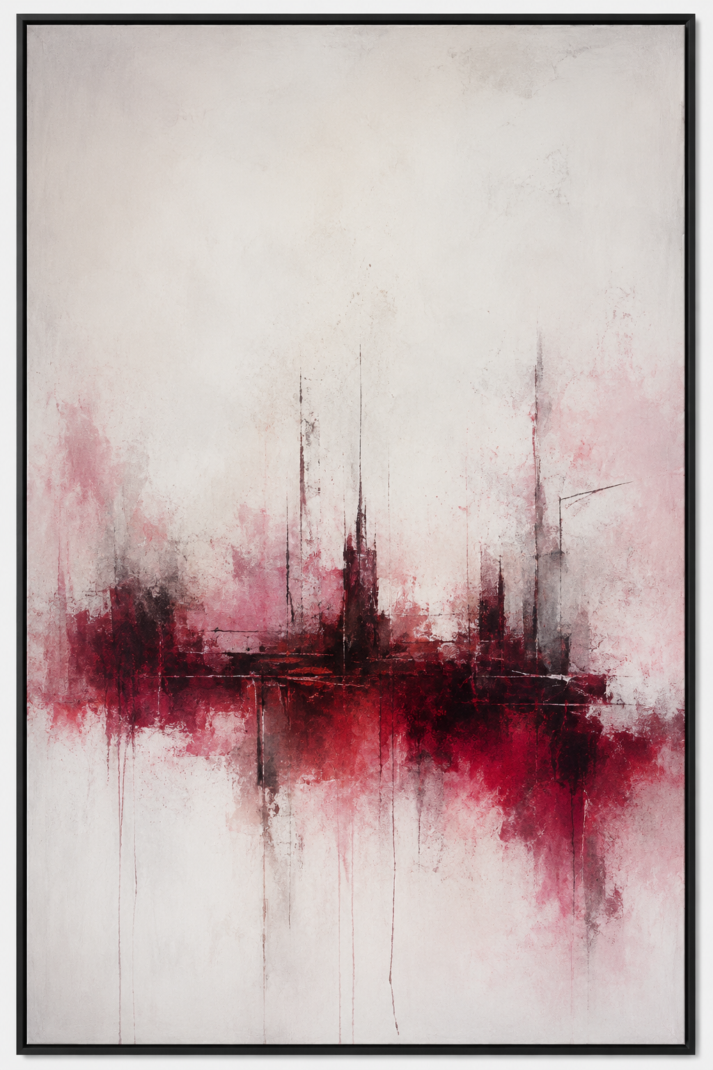 Quadro Decorativo Abstrato Expressivo em Vermelho e Bordô