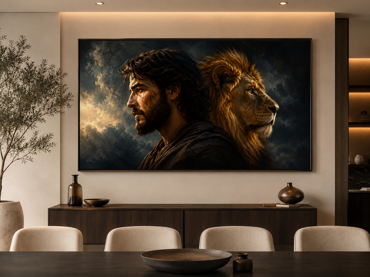 Quadro Decorativo Mãos de Jesus Abençoando o Pão e o Cálice da Eucaristia