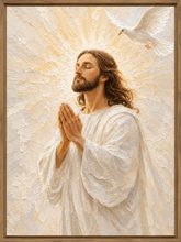 Quadro Decorativo Jesus Cristo em Oração com Pomba Branca do Espírito Santo - Espatular
