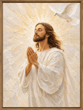 Quadro Decorativo Jesus Cristo em Oração com Pomba Branca do Espírito Santo - Espatular